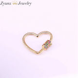 6PCS Rainbow CZ Heart Shape Screw Clasp Lock Jewelry Findings