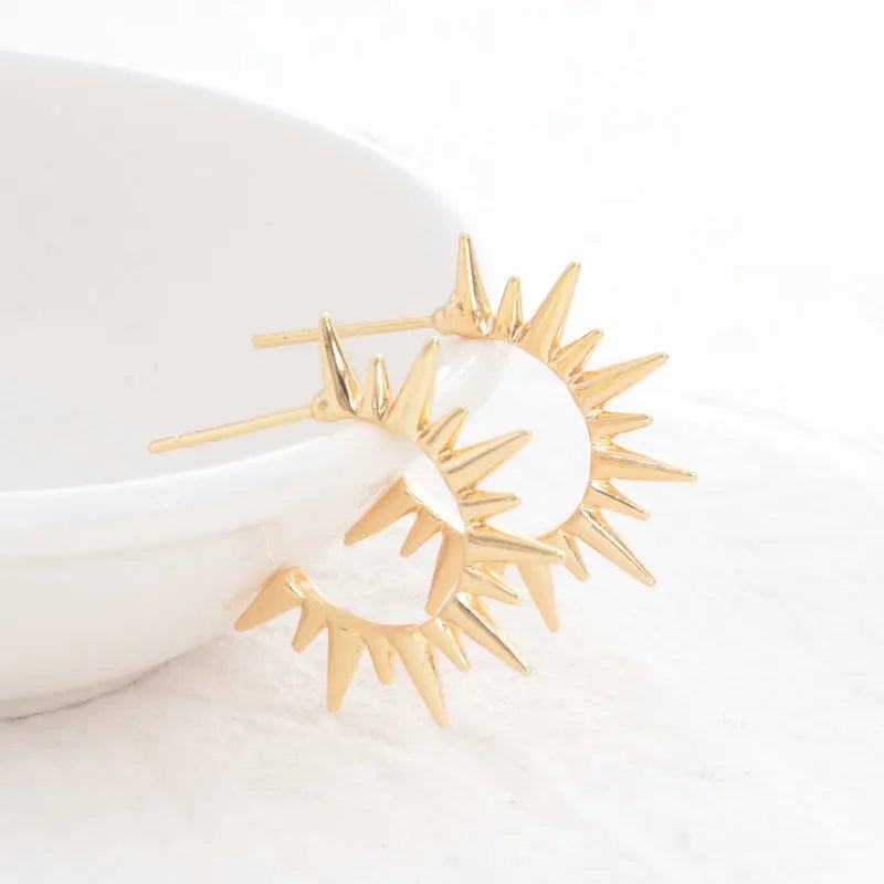 6PCS 24MM 14K Brass Sun Stud Earrings Pins DIY Jewelry Findings