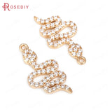 6PCS Brass/Zircon Snake Charms Pendants Jewelry DIY Findings