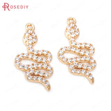 6PCS Brass/Zircon Snake Charms Pendants Jewelry DIY Findings