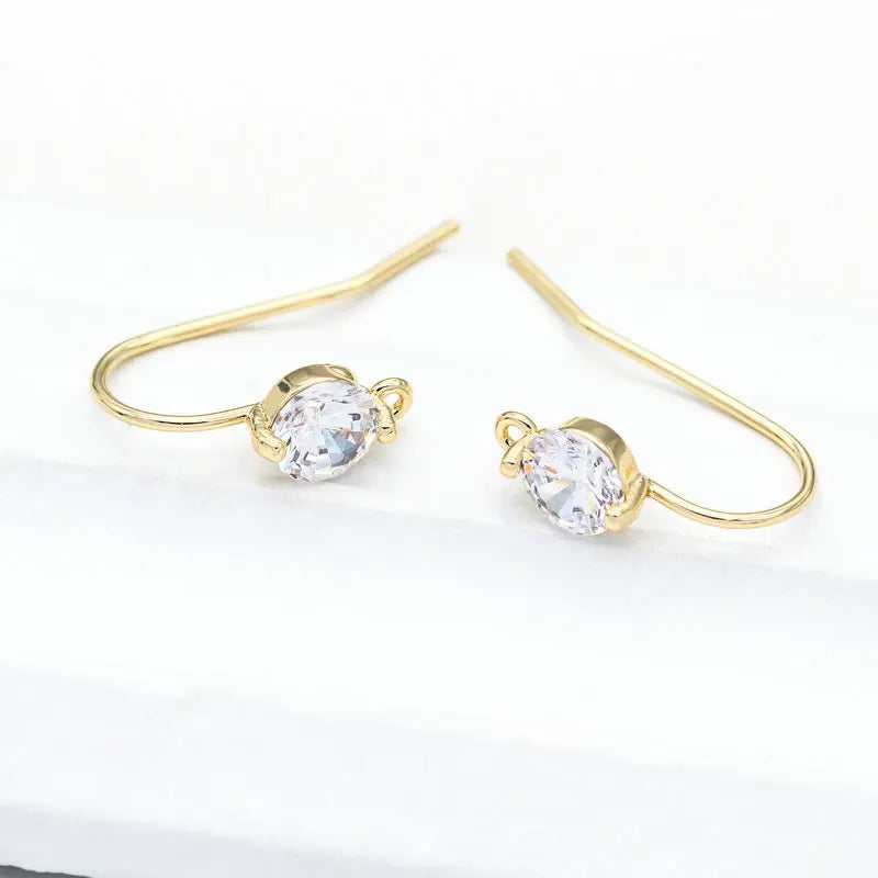6PCS 25*15MM Earring Supplies 14K Zircon Hook Jewelry Making