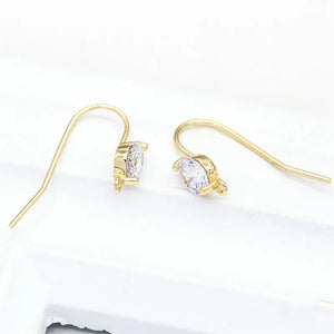 6PCS 25*15MM Earring Supplies 14K Zircon Hook Jewelry Making