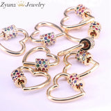 6PCS Heart Screw Clasp CZ Micro Pave 25*24mm