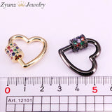 6PCS Heart Screw Clasp CZ Micro Pave 25*24mm