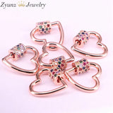 6PCS Heart Screw Clasp CZ Micro Pave 25*24mm