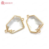 6PCS 25x17MM Champagne Brass Glass Charms Pendants