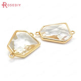 6PCS 25x17MM Champagne Brass Glass Charms Pendants