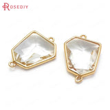 6PCS 25x17MM Champagne Brass Glass Charms Pendants