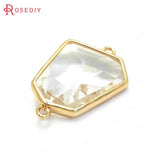 6PCS 25x17MM Champagne Brass Glass Charms Pendants