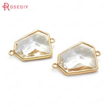 6PCS 25x17MM Champagne Brass Glass Charms Pendants