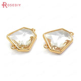 6PCS 25x17MM Champagne Brass Glass Charms Pendants