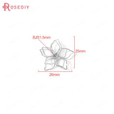 6PCS 24K Brass 3D Flower Charms Pendants Jewelry Making Supplies