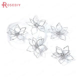 6PCS 24K Brass 3D Flower Charms Pendants Jewelry Making Supplies
