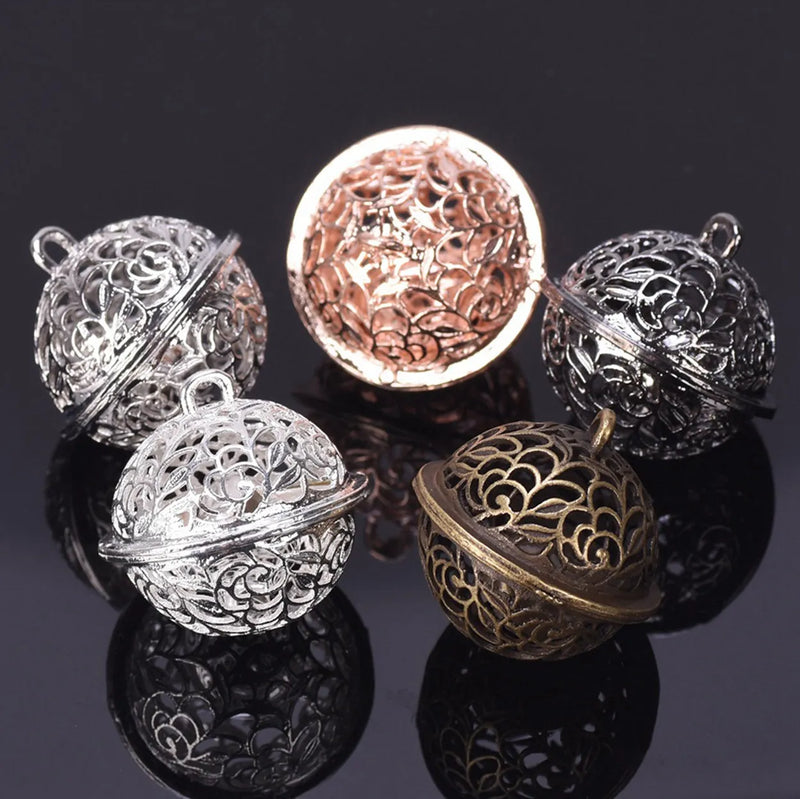 6PCS 26x25mm Hollow Metal Charms Bell Pendants DIY Crafts Findings