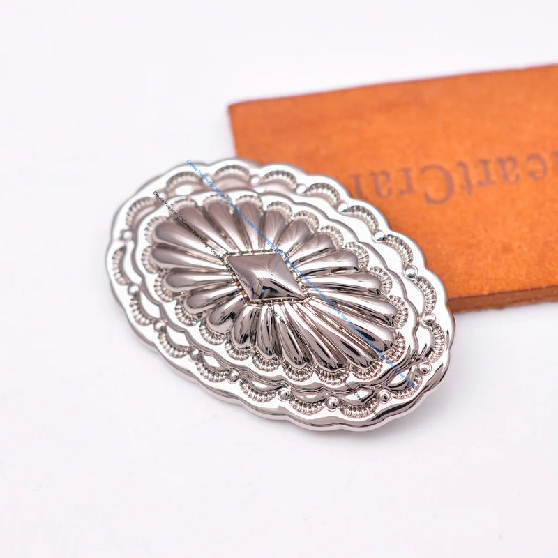 6PCS 30*46MM Silver Tribal Leathercraft Concho Decoration
