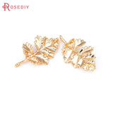 6PCS 18K Brass Tree Leaf Charms Pendants Jewelry Making DIY Supplies