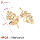 6PCS 18K Brass Tree Leaf Charms Pendants Jewelry Making DIY Supplies