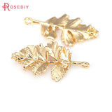 6PCS 18K Brass Tree Leaf Charms Pendants Jewelry Making DIY Supplies
