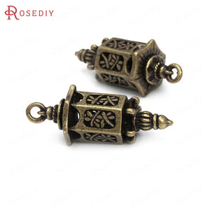 6PCS Antique Bronze Zinc Alloy Lanterns Charms Pendants