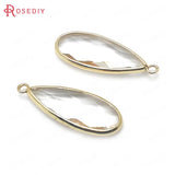 6PCS High Champagne Brass Glass Long Drop Shape Charms Pendants