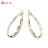 6PCS High Champagne Brass Glass Long Drop Shape Charms Pendants