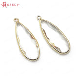 6PCS High Champagne Brass Glass Long Drop Shape Charms Pendants