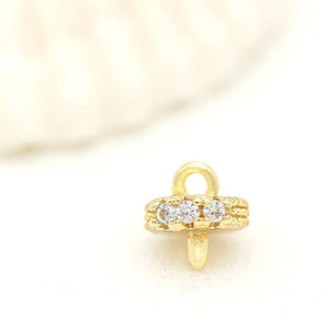 6PCS 14K Plated Brass Zircon Half Pins Beads Caps Jewelry Findings