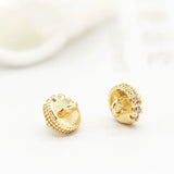 6PCS 14K Plated Brass Zircon Half Pins Beads Caps Jewelry Findings