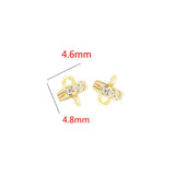 6PCS 14K Plated Brass Zircon Half Pins Beads Caps Jewelry Findings