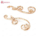 6PCS 40x13MM Brass Half Hole Flower Vine Charms