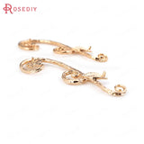6PCS 40x13MM Brass Half Hole Flower Vine Charms