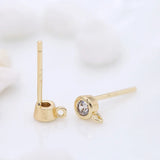 6PCS 4MM 14K Brass Zircon Round Stud Earrings Pins