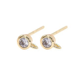 6PCS 4MM 14K Brass Zircon Round Stud Earrings Pins