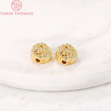 6PCS 4x7.5MM 24K Plated Brass Flower Spacer Beads