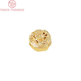6PCS 4x7.5MM 24K Plated Brass Flower Spacer Beads