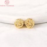 6PCS 4x7.5MM 24K Plated Brass Flower Spacer Beads