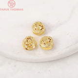 6PCS 4x7.5MM 24K Plated Brass Flower Spacer Beads