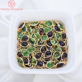 6PCS 24K Champagne Plated Brass Zircon Drop Connect Charms