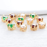6PCS 14K Gold Plated Brass Zircon Charms Pendants for DIY Jewelry