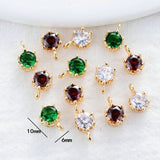 6PCS 14K Gold Plated Brass Zircon Charms Pendants for DIY Jewelry