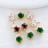6PCS 14K Gold Plated Brass Zircon Charms Pendants for DIY Jewelry