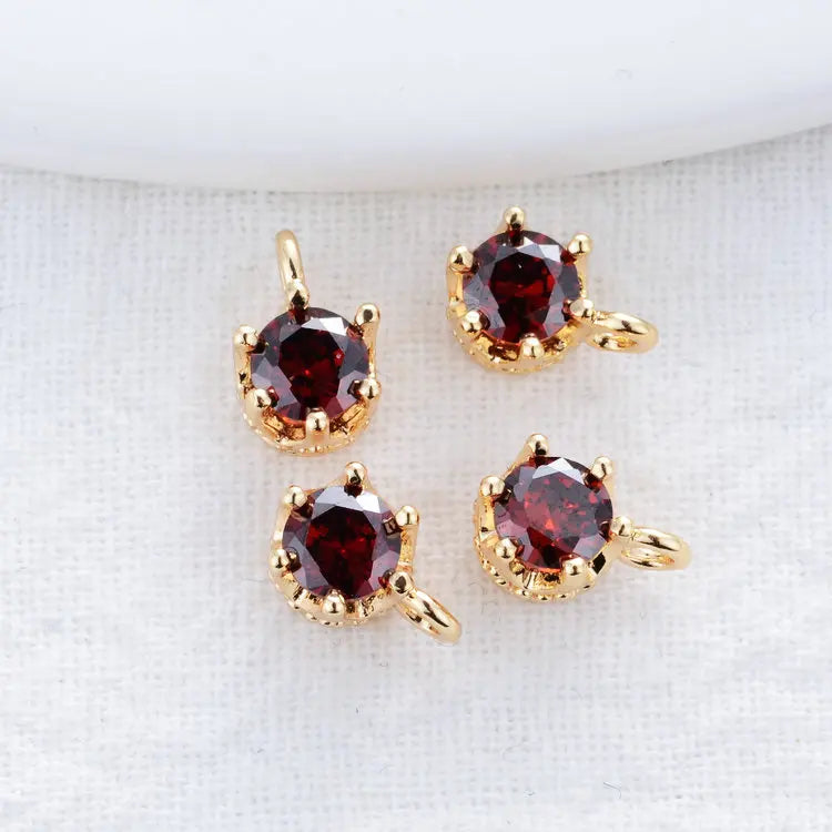 6PCS 14K Gold Plated Brass Zircon Charms Pendants for DIY Jewelry