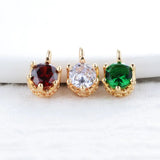 6PCS 14K Gold Plated Brass Zircon Charms Pendants for DIY Jewelry