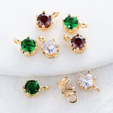 6PCS 14K Gold Plated Brass Zircon Charms Pendants for DIY Jewelry