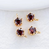 6PCS 14K Gold Plated Brass Zircon Charms Pendants for DIY Jewelry