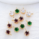 6PCS 14K Gold Plated Brass Zircon Charms Pendants for DIY Jewelry