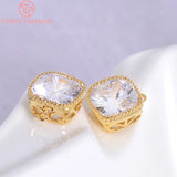 6PCS 6MM 7MM 8MM 24K Champagne Brass with Zircon Rounded Square Charms Pendants
