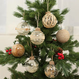 6PCS 7.5cm Linen Transparent Pet Christmas Ball Xmas Tree Hanging Pendant