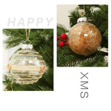 6PCS 7.5cm Linen Transparent Pet Christmas Ball Xmas Tree Hanging Pendant