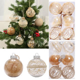 6PCS 7.5cm Linen Transparent Pet Christmas Ball Xmas Tree Hanging Pendant